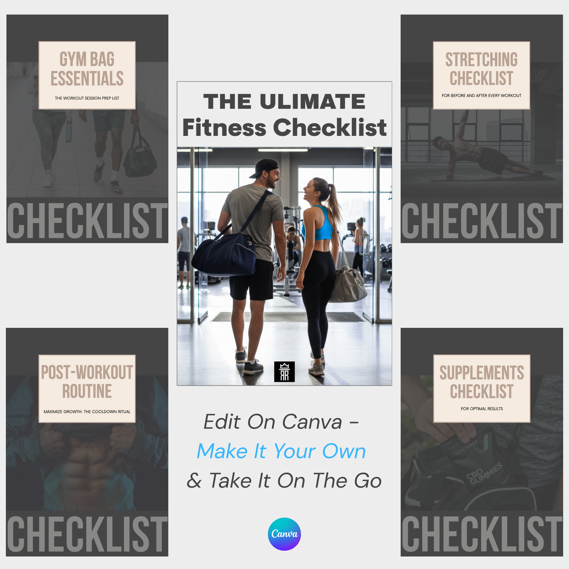 Digital Fitness Planner and Fitness Checklist Templates