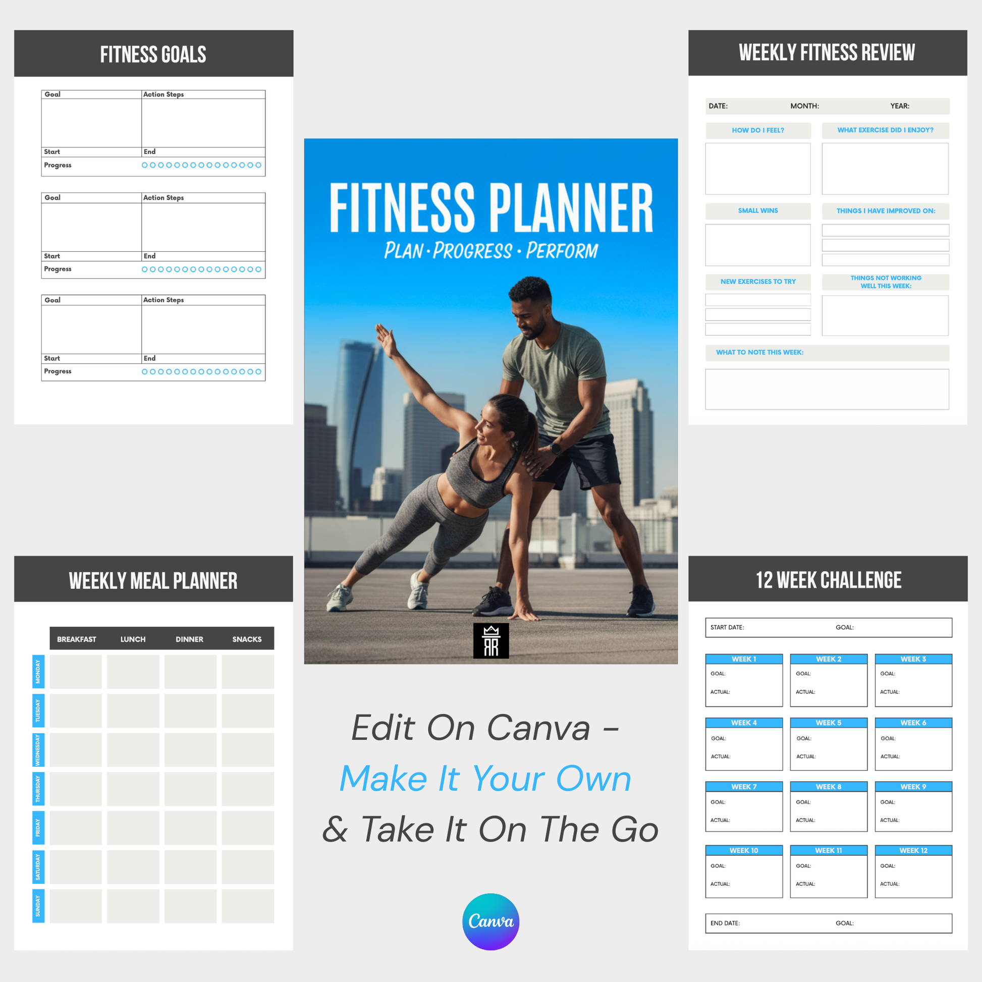 Digital Fitness Planner and Fitness Checklist Templates